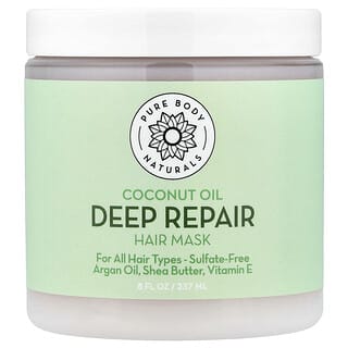 Pure Body Naturals, Diep herstellend haarmasker met kokosolie, 260 ml