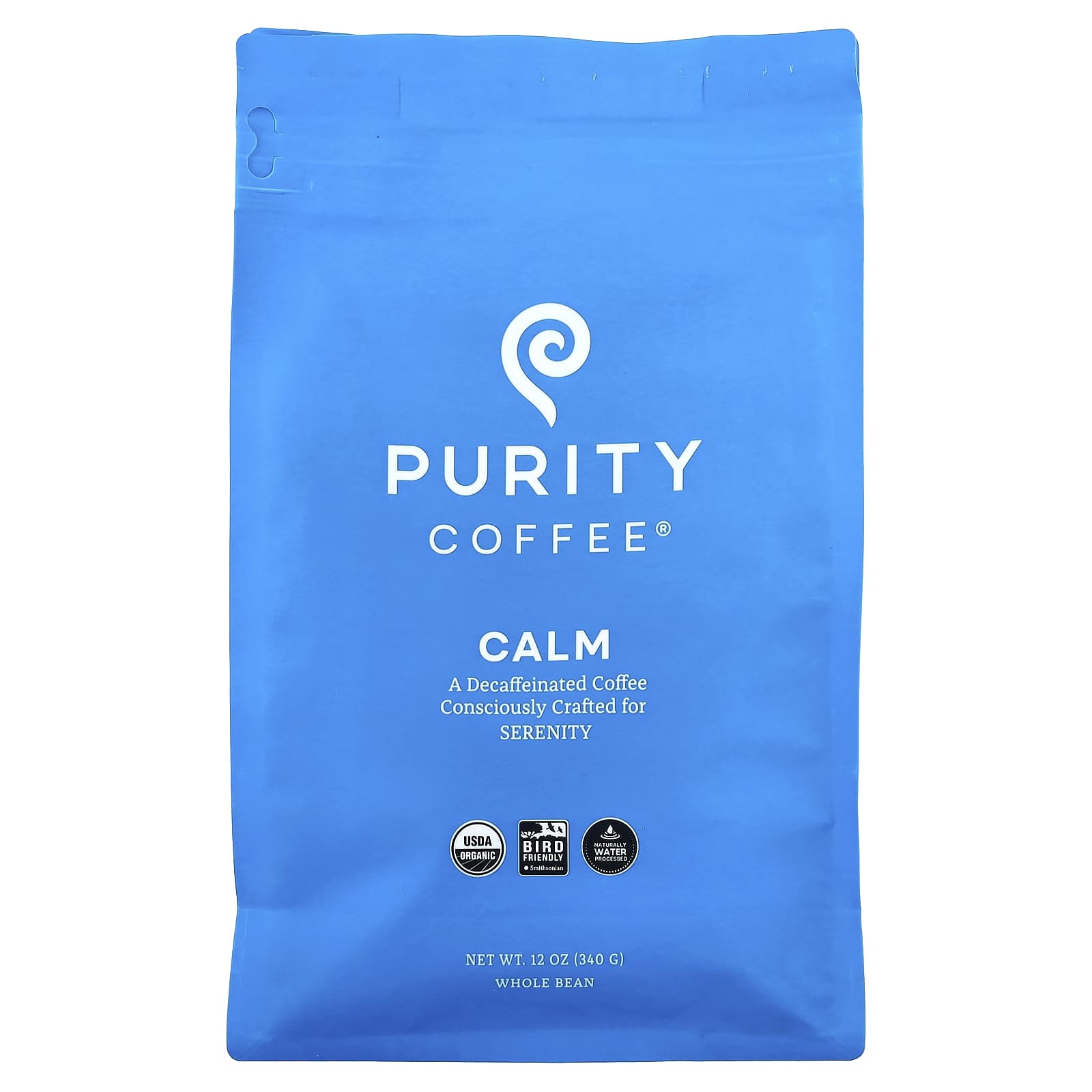 Purity Coffee, Calm, цельные бобы, без кофеина, 340 г (12 унций)