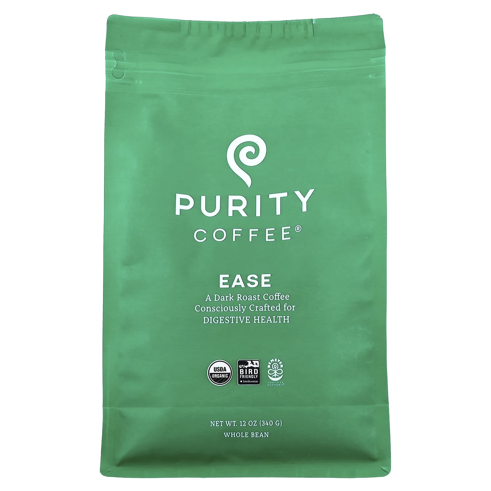 Purity Coffee, Ease, цельная фасоль, темная обжарка, 340 г (12 унций)