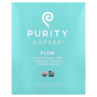 Purity Coffee‏, Flow ، أكياس ، تحميص متوسط ، 5 أكياس ، 0.45 أونصة (13 جم) لكل كيس