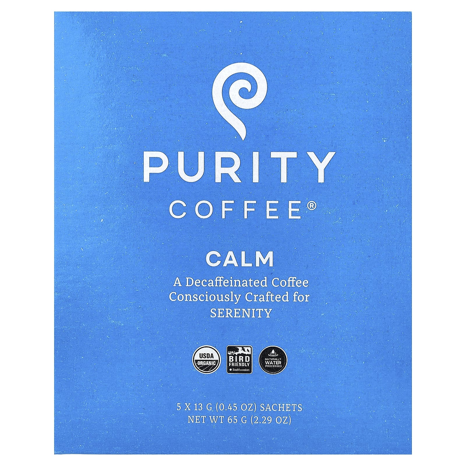 Purity Coffee, Calm, саше, без кофеина, 5 саше по 13 г (0,45 унции)