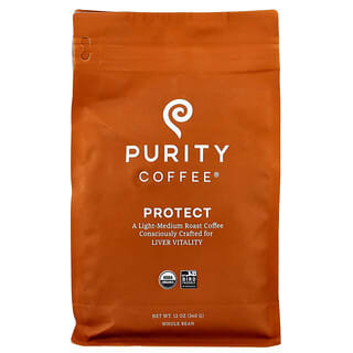 Purity Coffee, Protect, Tam Çekirdek, Hafif-Orta Kavrulmuş, 12 oz (340 g)