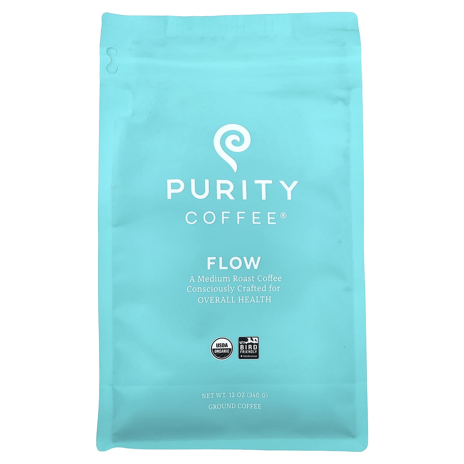 Purity Coffee, Flow, молотый, средняя обжарка, 340 г (12 унций)