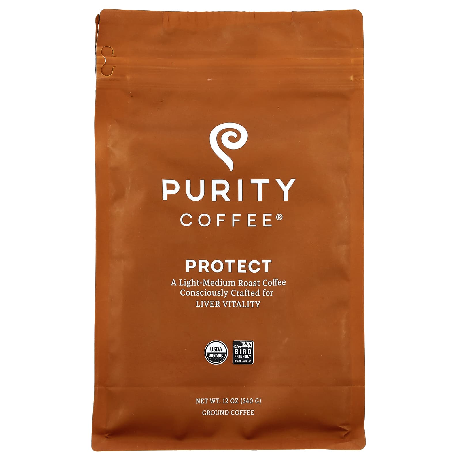 Purity Coffee, Protect, молотый, легкая и средняя обжарка, 340 г (12 унций)