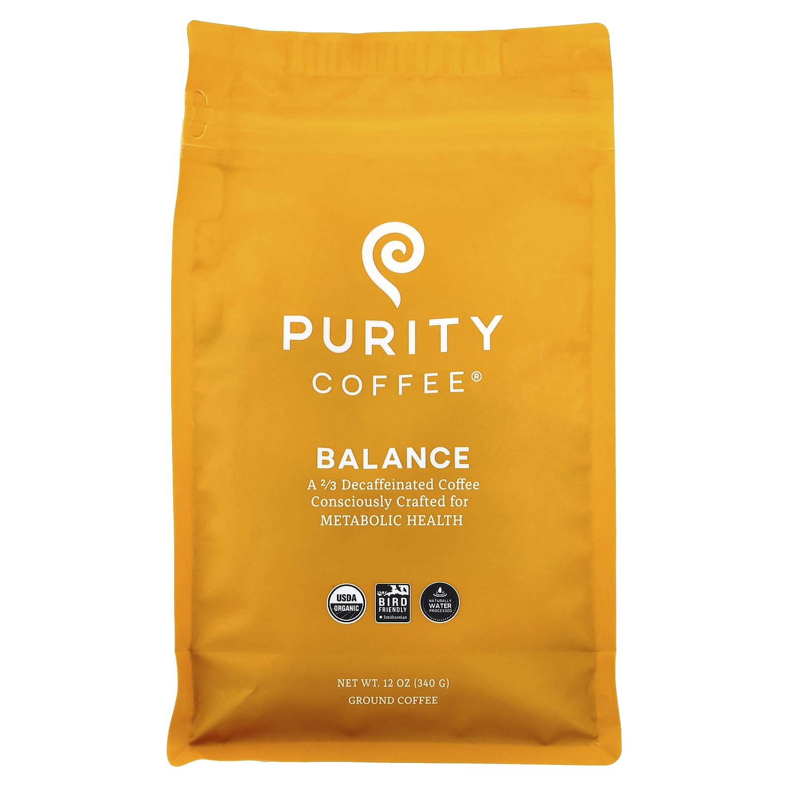Purity Coffee, Balance, молотый, на 2/3 без кофеина, 340 г (12 унций)
