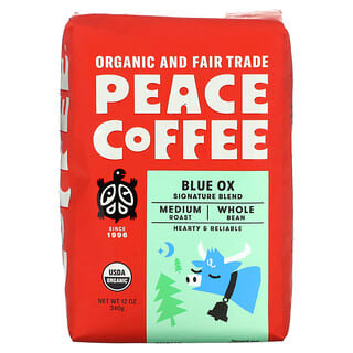 Peace Coffee, Organic Blue Ox, Signature Blend, Whole Bean, Medium Roast, 12 oz (340 g)
