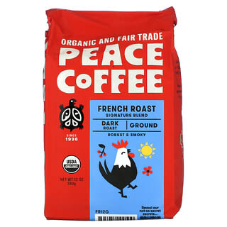 Peace Coffee, 유기농 프렌치 로스트, 시그니처 블렌드, 분쇄 커피, 다크 로스트, 340g(12oz)