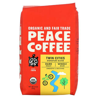 Peace Coffee, Organic Twin Cities, Bio-Twin Cities, ganze Bohne, dunkle Röstung, 340 g (12 oz.)