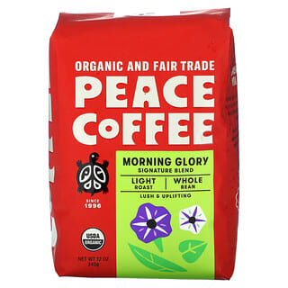 Peace Coffee, 有机牵牛花，招牌混合物，全豆，轻度烘焙，12 盎司（340 克）