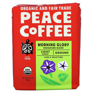 Peace Coffee, 유기농 모닝 글로리, 분쇄 분말, 라이트 로스트, 340g(12oz)
