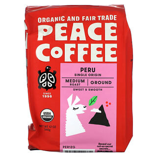 Peace Coffee, 유기농 페루, 분쇄 커피, 미디움 로스트, 340g(12oz)