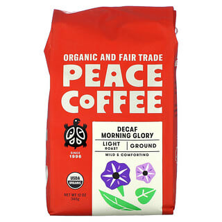 Peace Coffee, 유기농 모닝 글로리, 분쇄 커피, 라이트 로스트, 디카페인, 340g(12oz)