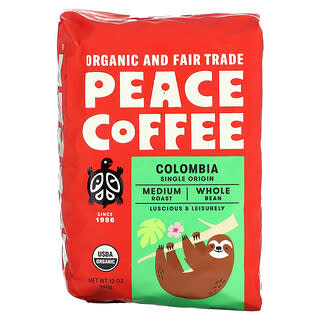 Peace Coffee, Organic Colombia, Whole Bean, Medium Roast, 12 oz (340 g)