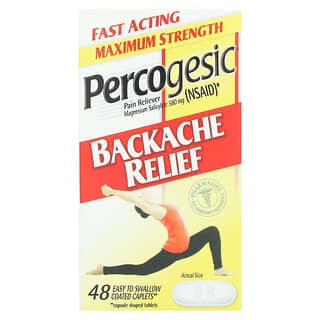 Percogesic, Backache Relief Pain Relief, Schmerzmittel zur Linderung von Rückenschmerzen, maximale Stärke, 48 einfach zu schluckende beschichtete Kapseln
