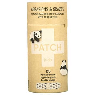 Patch, Kids, бинты в полоску из натурального бамбука с кокосовым маслом, ссадины и ссадины, Panda, 25 эко-повязок
