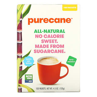 Purecane, Бескалорийное сладкое, 100 пакетиков по 1,3 г