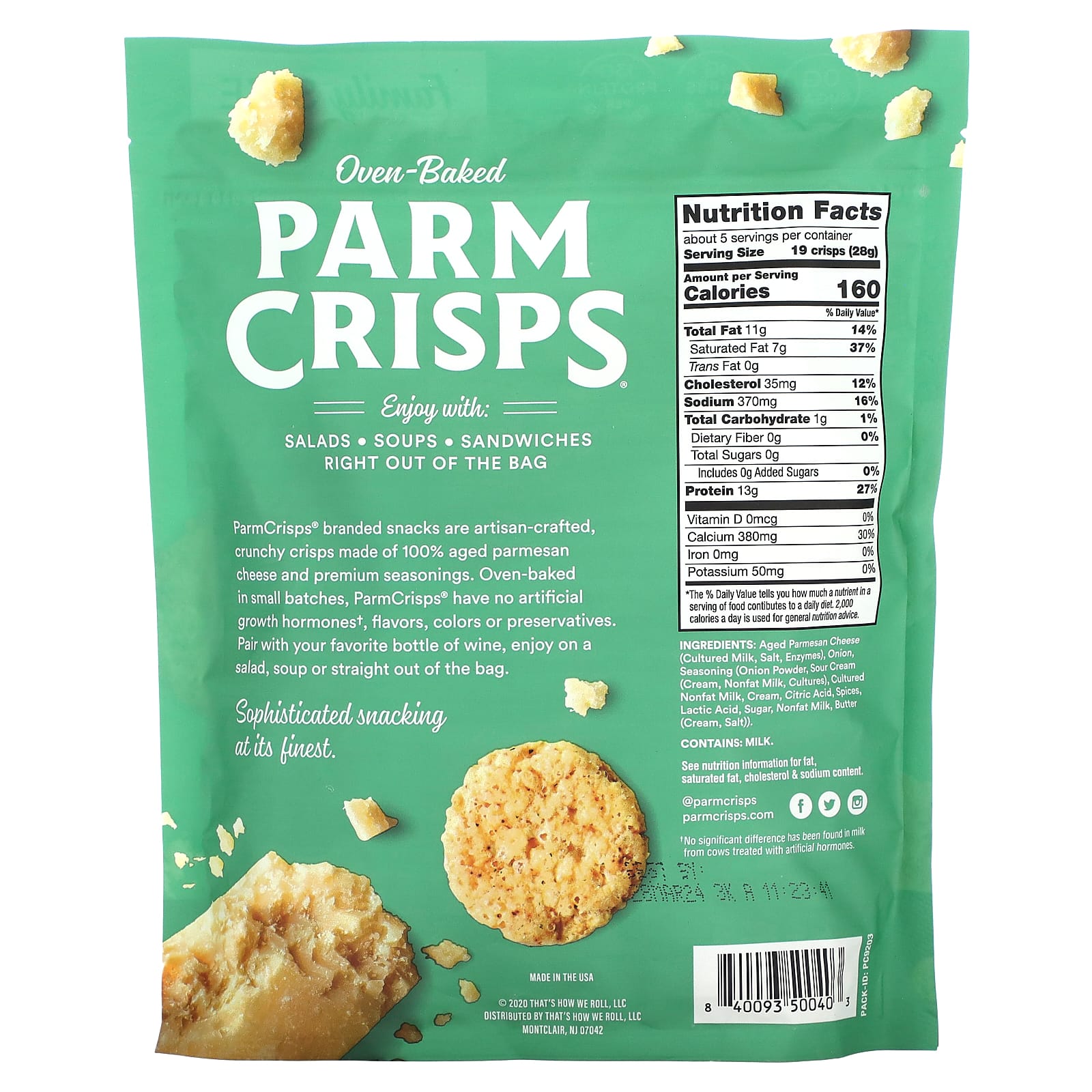 ParmCrisps, Oven Baked, Sour Cream & Onion, 5 oz (142 g)