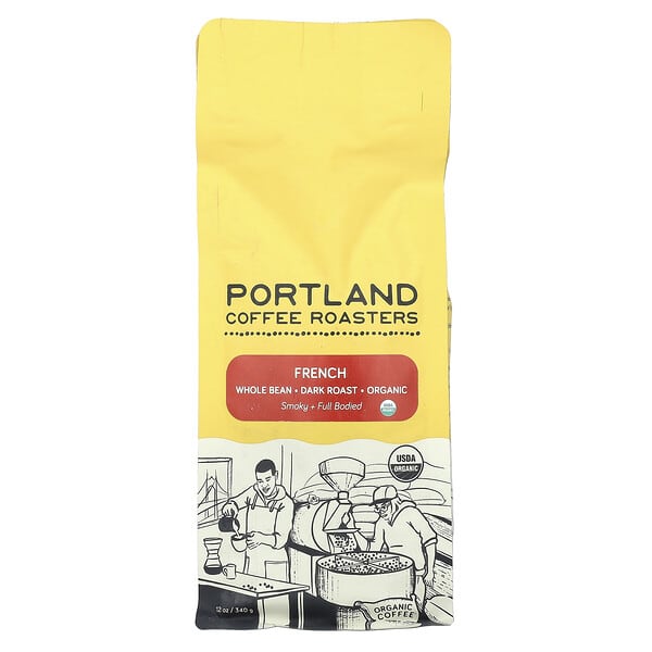 Portland Coffee Roasters, 유기농 커피, 프렌치, 원두, 다크 로스트, 340g(12oz)