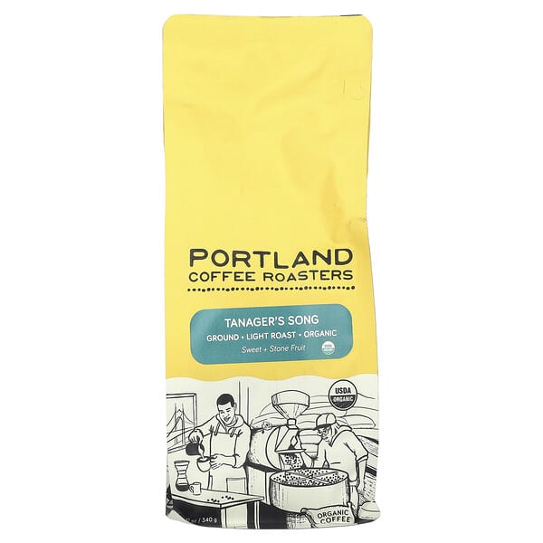 Portland Coffee Roasters, 유기농 커피, 그라운드, 라이트 로스트, 태니저스 송, 340g(12oz)