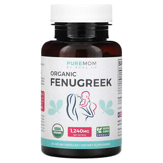 Pure Co., Pure Mom, Organic Fenugreek, 1,240 mg, 60 Vegan Capsules (620 mg per Capsule) (620 mg per Vegan Capsule)