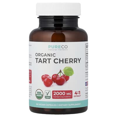 Pure Co., Organic Tart Cherry, 60 Vegan Capsules (500 mg per Capsule)