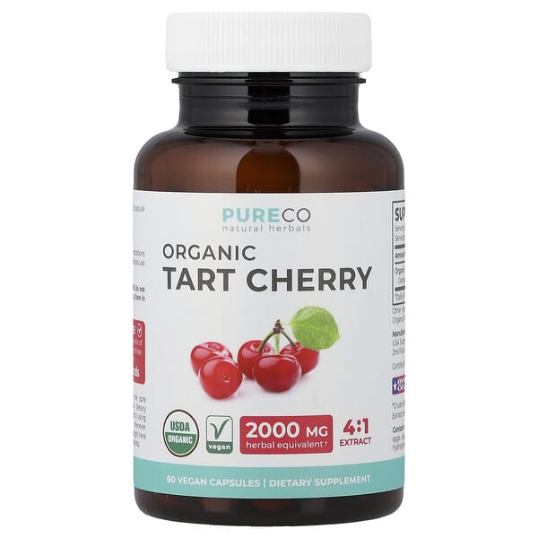 Pure Co., 有機酸櫻桃，60 粒全素膠囊（每粒膠囊 500 毫克）