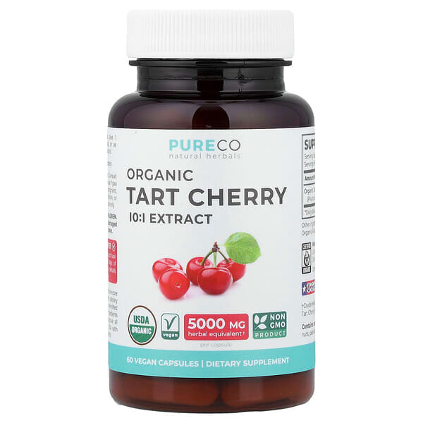 Pure Co., Organic Tart Cherry, 60 Vegan Capsules (500 mg per Capsule) — product photo 1