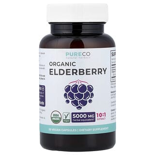 Pure Co., Saúco, 5000 mg, 30 cápsulas veganas