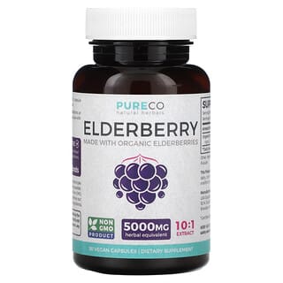 Pure Co., Saúco, 5000 mg, 30 cápsulas veganas