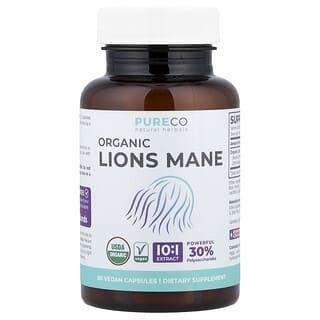 Pure Co., Organic Lions Mane, 60 Vegan Capsules (500 mg per Capsule)