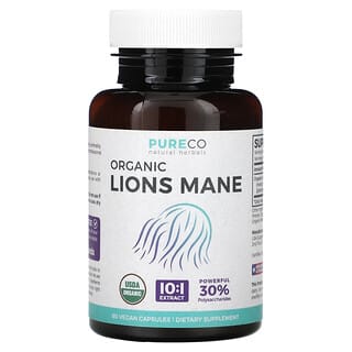 Pure Co., Organic Lions Mane, 60 веганських капсул
