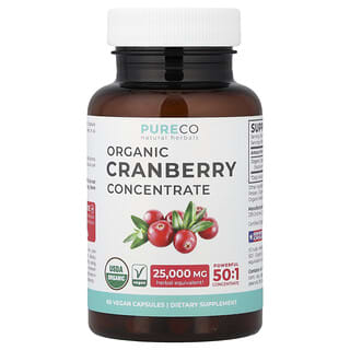 Pure Co., Organic Cranberry Concentrate, 500 mg, 60 Vegan Capsules