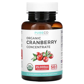 Pure Co., Cranberry Orgânico Concentrado, 60 Cápsulas Veganas