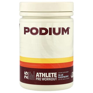 Podium Nutrition, Sportolói edzés előtti ital, kék málna ízű, 398 g