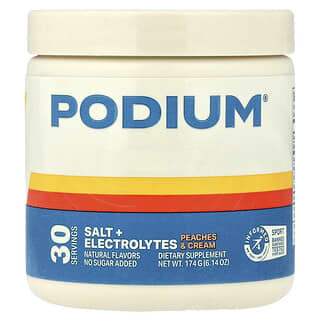 Podium Nutrition, Salt + Electrolytes, Salt + Electrolytes, Peaches & Cream, Salz und Elektrolyte, Pfirsiche und Sahne, 174 g (6,14 oz.)