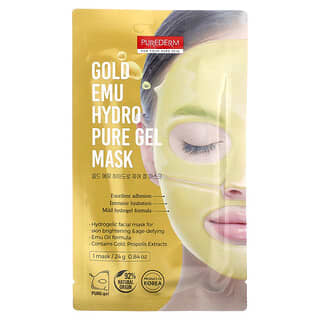 Purederm, Máscara de Beleza Gold Emu Hydro Pure, 1 Folha de Máscara, 24 g (0,84 oz)