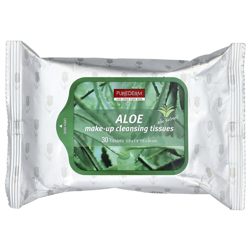 Make-up Cleansing Tissues, Make-up-Reinigungstcher, Aloe, 30 Tcher