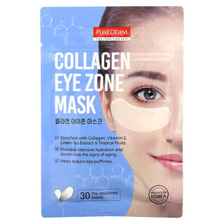 Purederm, Eye Zone Beauty Mask, Collagen, 30 Pre-Moistened Sheets, 0.88 oz (25 g) Each