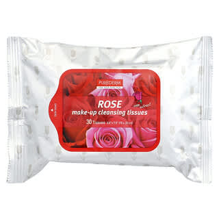 Purederm, Make-Up Cleansing Tissues, Rose, 30 Tissues