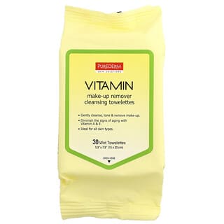 Purederm, Makeup Remover Cleansing Wipes, Vitamin, 30 Wet Wipes