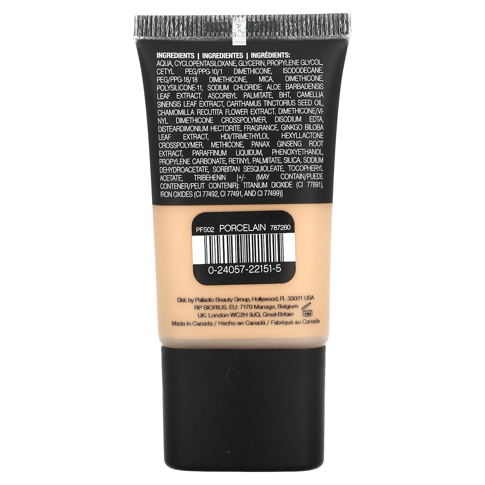 Palladio, Powder Finish Foundation, Porcelain PFS02, 0.91 fl oz (27 ml)