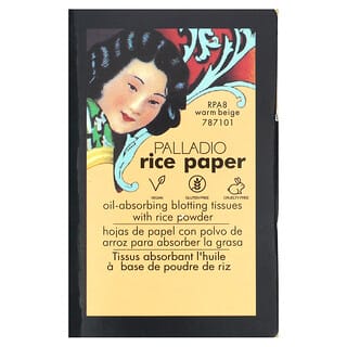 Palladio, Papier de riz, Mouchoirs en papier absorbant l'huile, RPA8 beige chaud, 40 serviettes en tissu