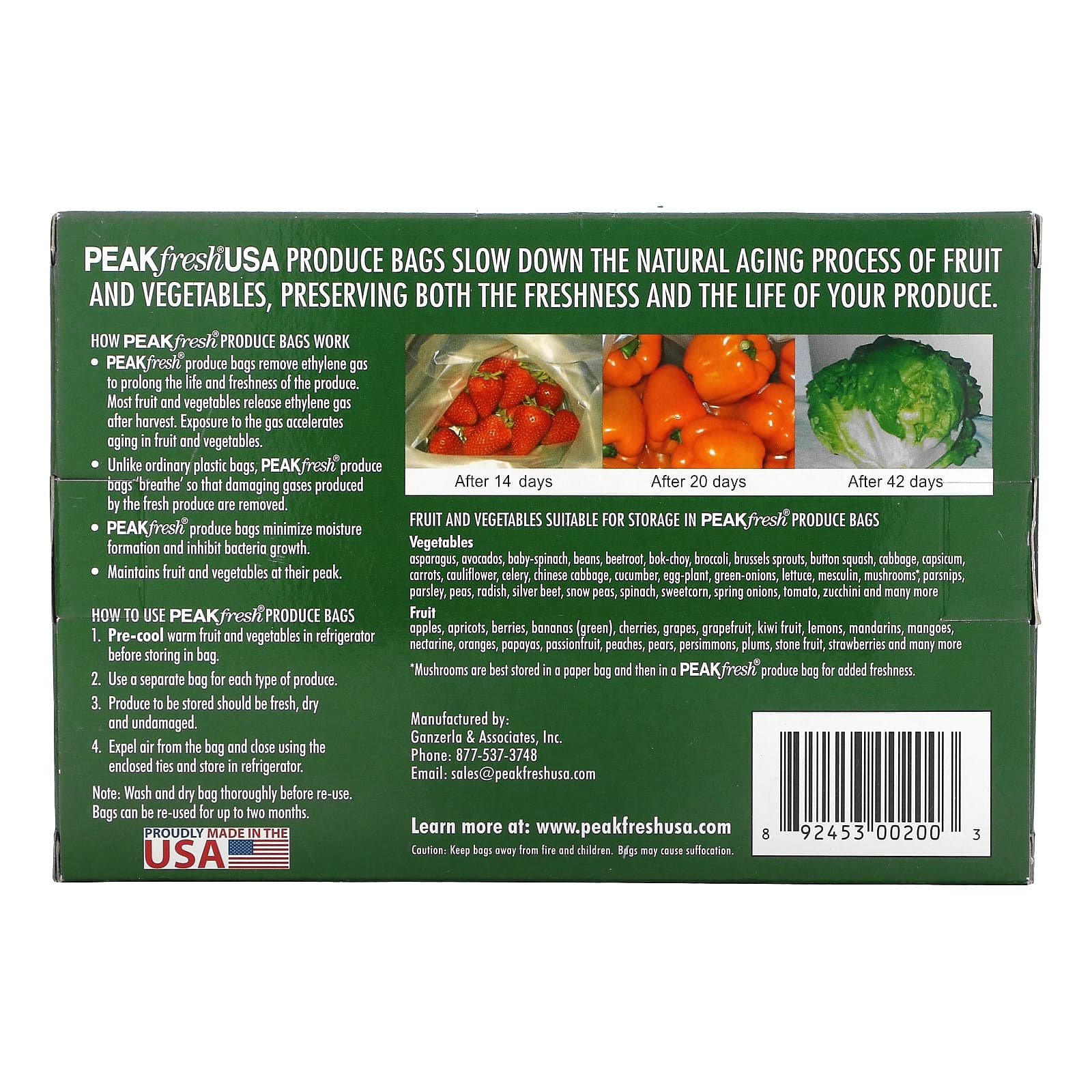 Peakfresh Set of 10 Re-usable Produce Bags with Twist Ties