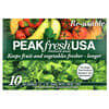 PEAKfresh USA, Sacs alimentaires avec liens torsadés, Réutilisables, 10 sacs