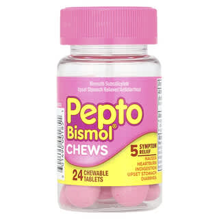 Pepto Bismol® Chews, Pepto Bismol-Kautabletten zur Linderung von Magen-Darm-Problemen, 24 Kautabletten