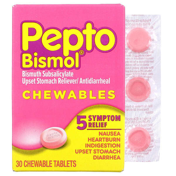 Pepto Bismol, Pepto Bismol Chewables, 30 Chewable Tablets