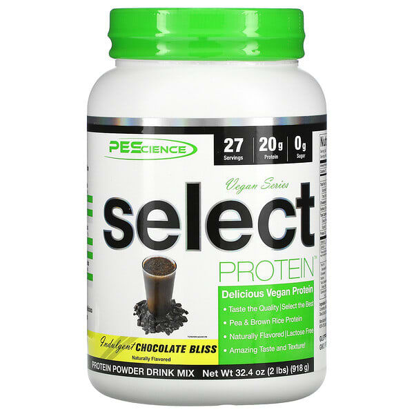 PEScience, ヴィーガンシリーズ、Select Protein（セレクトプロテイン）、チョコレートブリス、918g（32.4オンス）