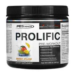 PEScience, Prolific, Pre-Workout, Mango Splash, 280 g (9,88 oz.)
