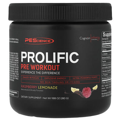 PEScience, Prolific, Pre-Workout, Raspberry Lemonade, 9.88 oz (280 g)