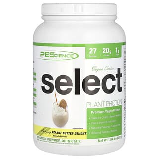 PEScience, Serie vegana, Proteína vegetal seleccionada, Delicias de mantequilla de maní, 837 g (1,84 lb)